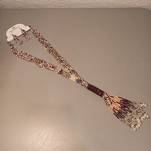 Bogot multicolor seed bead matching jewelry set tassel necklace & earrings - NWT